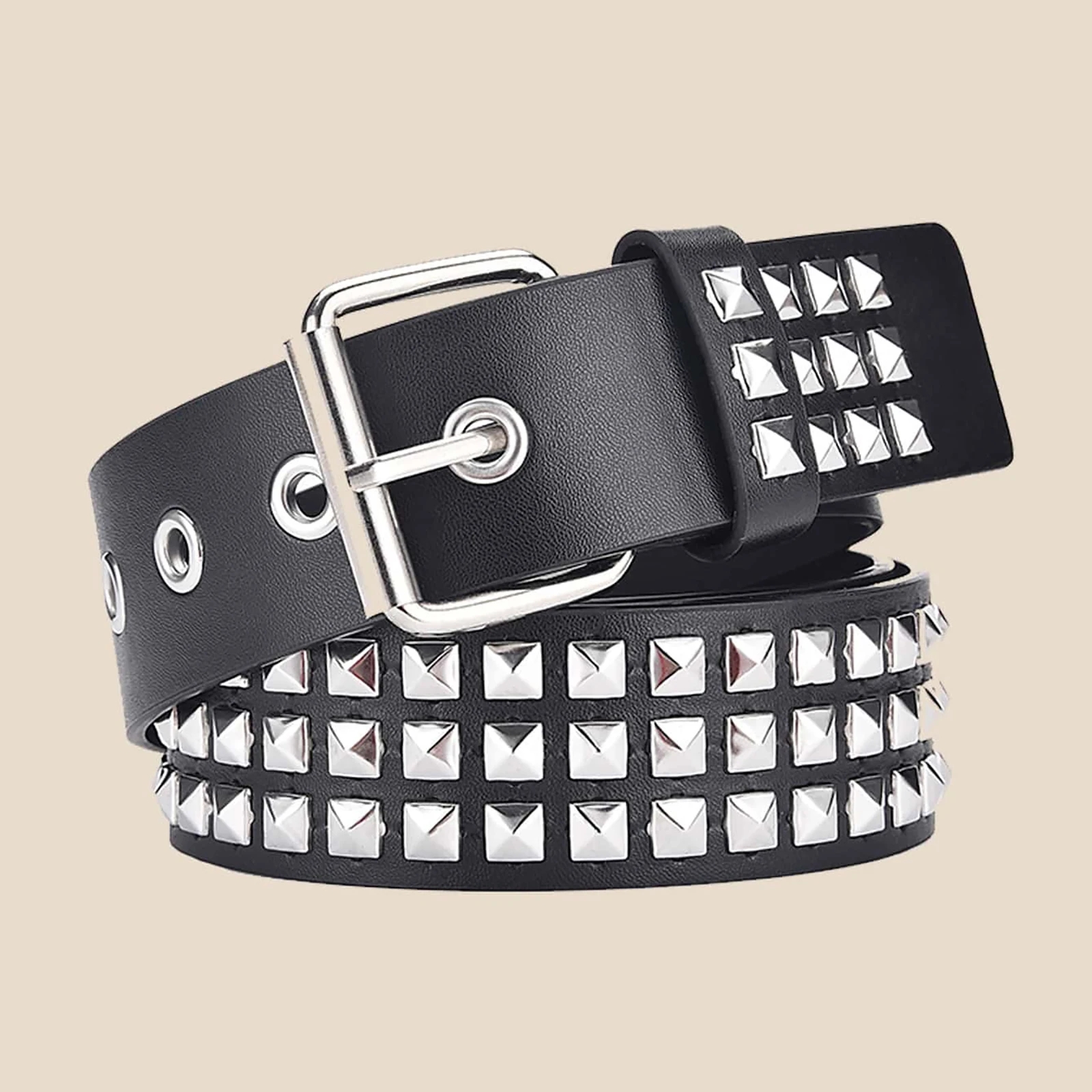 2024New Square Bead Rivet Belt Cintura piramidale in metallo Uomo e donna Punk Hardware Jeans Cintura Y2K Cintura Designer Cintura Cinture da donna