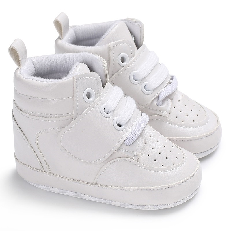 Zapatos para bebé recién nacido, zapatillas deportivas clásicas de cuero PU, suela suave, multicolor, primeros pasos, informales, Color blanco, bautismo