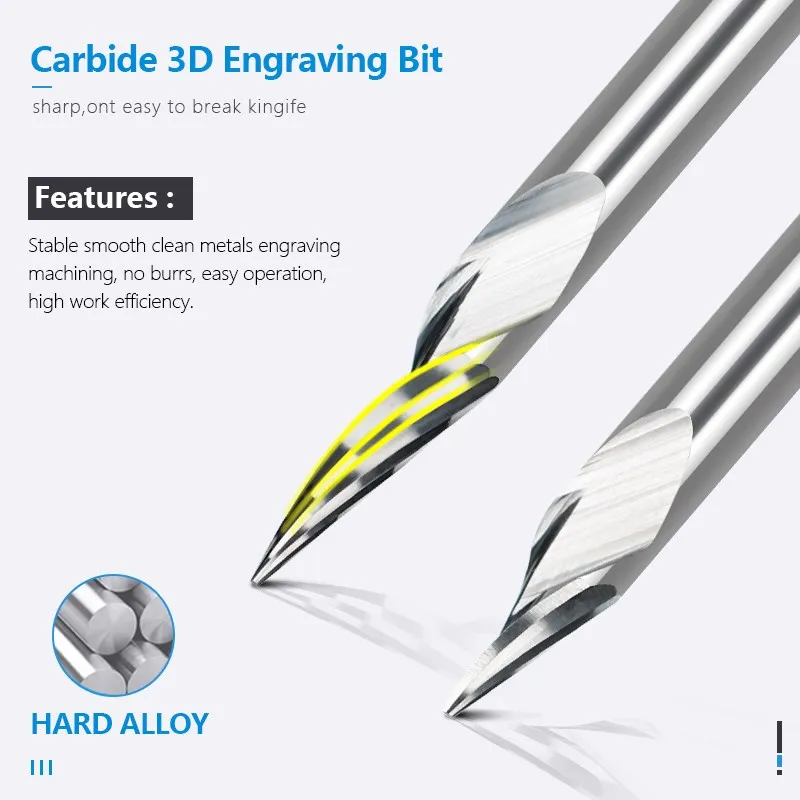 XCAN PCB Engraving Bit 3.175mm Shank V Shape Carving Bits 10-30 Degrees Carbide CNC Router Bit Tipped 0.1mm 3D Milling Cutter