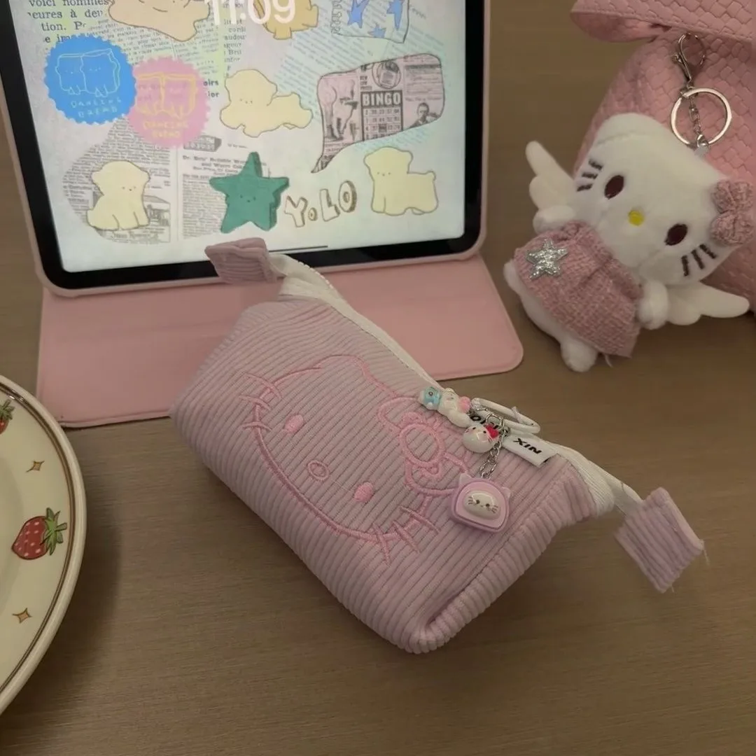 Kawaii Hello Kitty น่ารักการ์ตูน 2 ชั้นขนาดใหญ่ความจุเด็กกระเป๋าดินสอนักเรียนโรงเรียนดินสอกล่องของขวัญหญิง