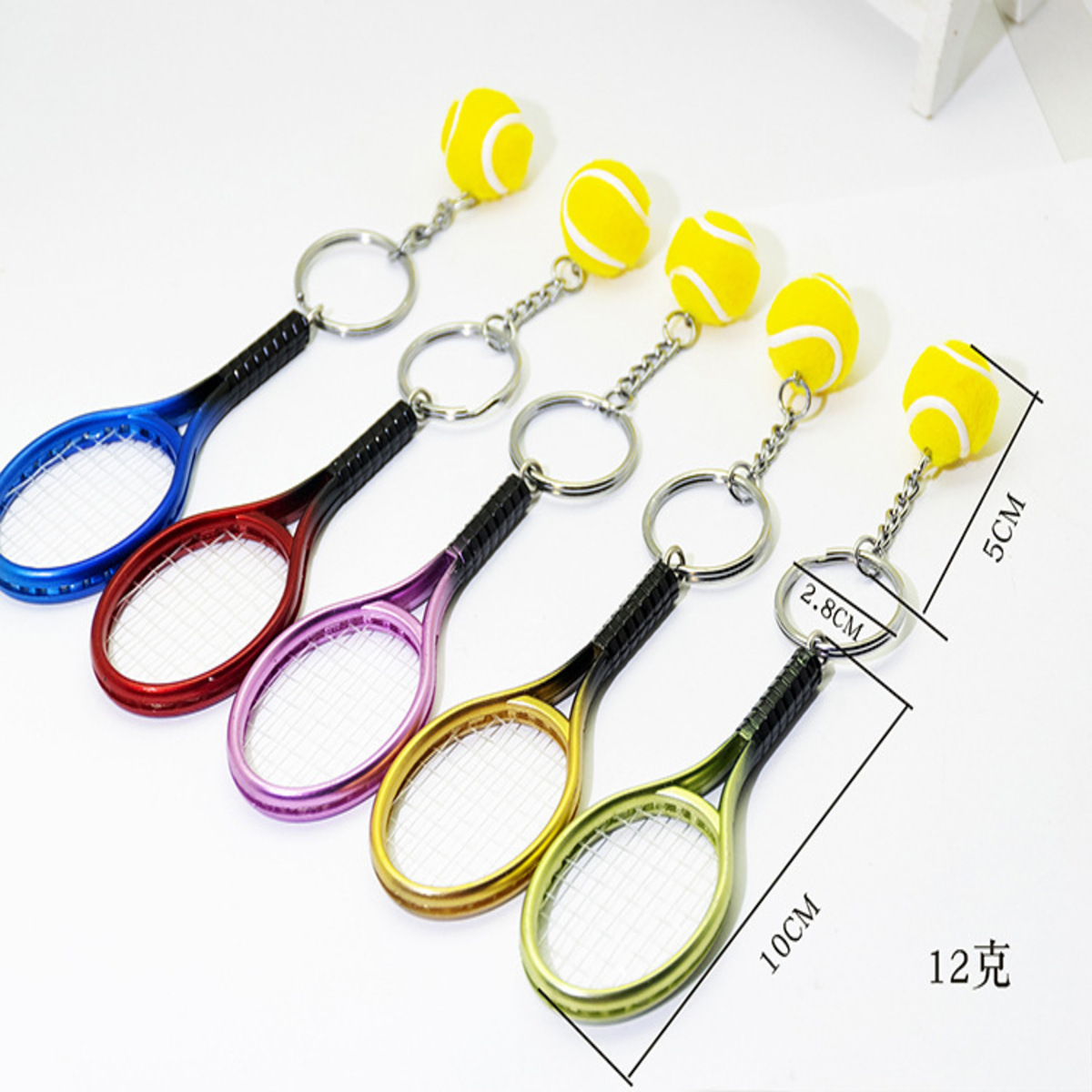 Tennisracket sleutelhanger cadeau - miniatuur realistische sport sleutelhanger, ideaal souvenir voor coaches en spelers, klein maar betekenisvol