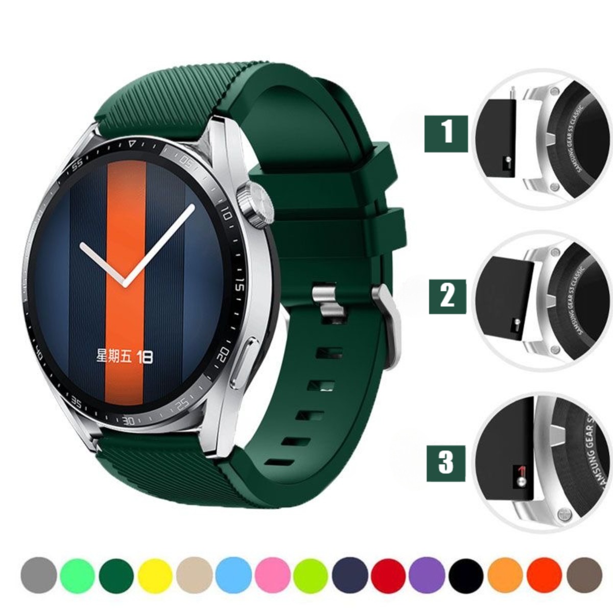 20mm 22mm Band Silicone bracelet for Samsung Galaxy Watch 5/6/4/3/46mm/active 2/Gear s3 Frontier/Sport Huawei GT 4/3/2/2E correa