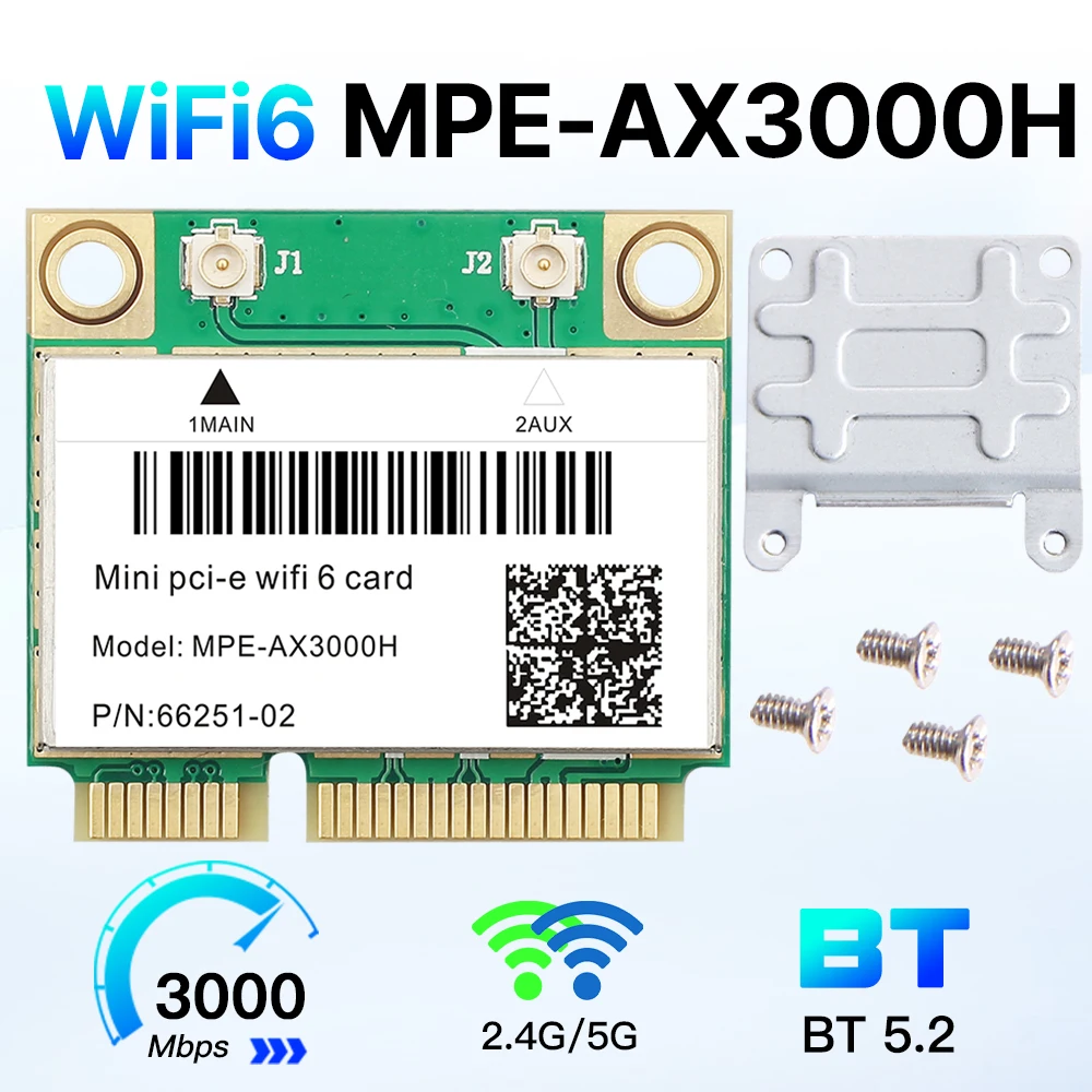WiFi 6 MPE-AX3000H Mini PCI-E Wi-Fi-карта двухдиапазонный 2,4G/5G BT 5,2 802.11ax 2974 Мбит/с беспроводной адаптер для ноутбука/ПК, например AX210