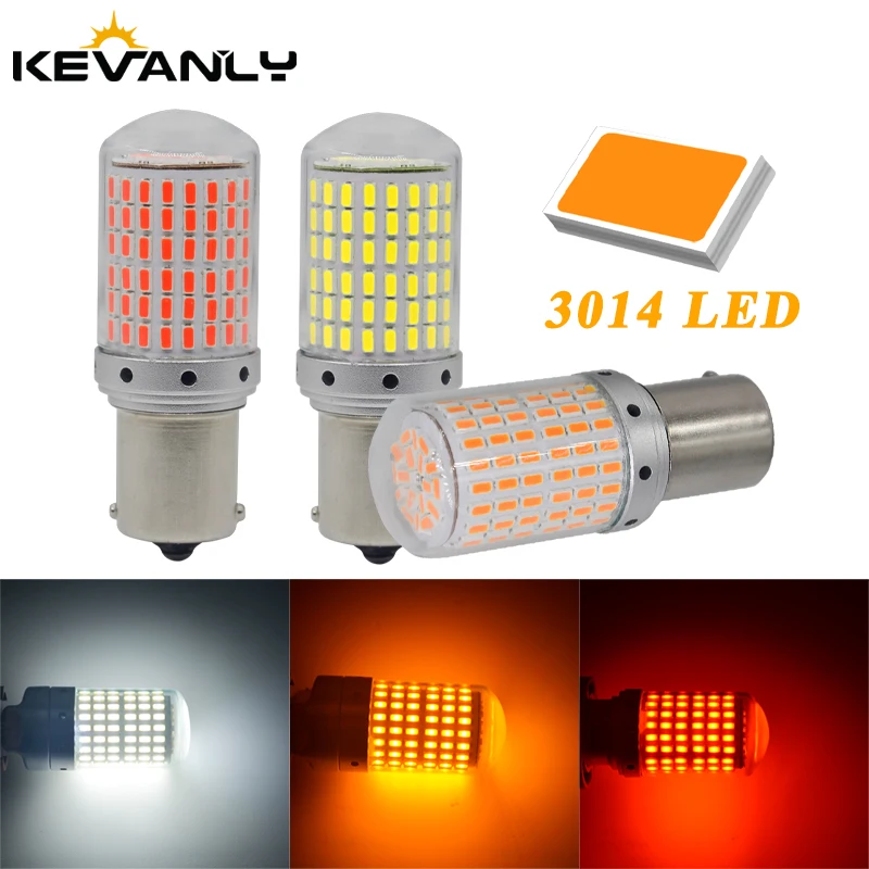 2 pz 1156 BA15S P21W BAU15S PY21W T20 7440 W21W lampadine a LED 144smd Led CanBus lampada per indicatori di direzione luci diurne