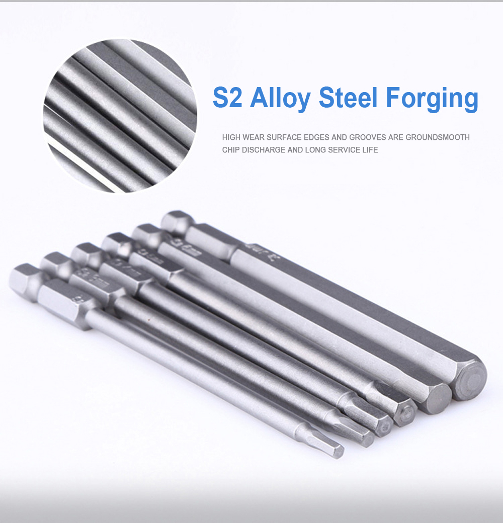 8pcs 100mm Hex Head Allen Wrench Drill Bits Set SAE Metric Allen Electric Hexagonal Bit Screwdriver Socket Bit Power Tool Parts
