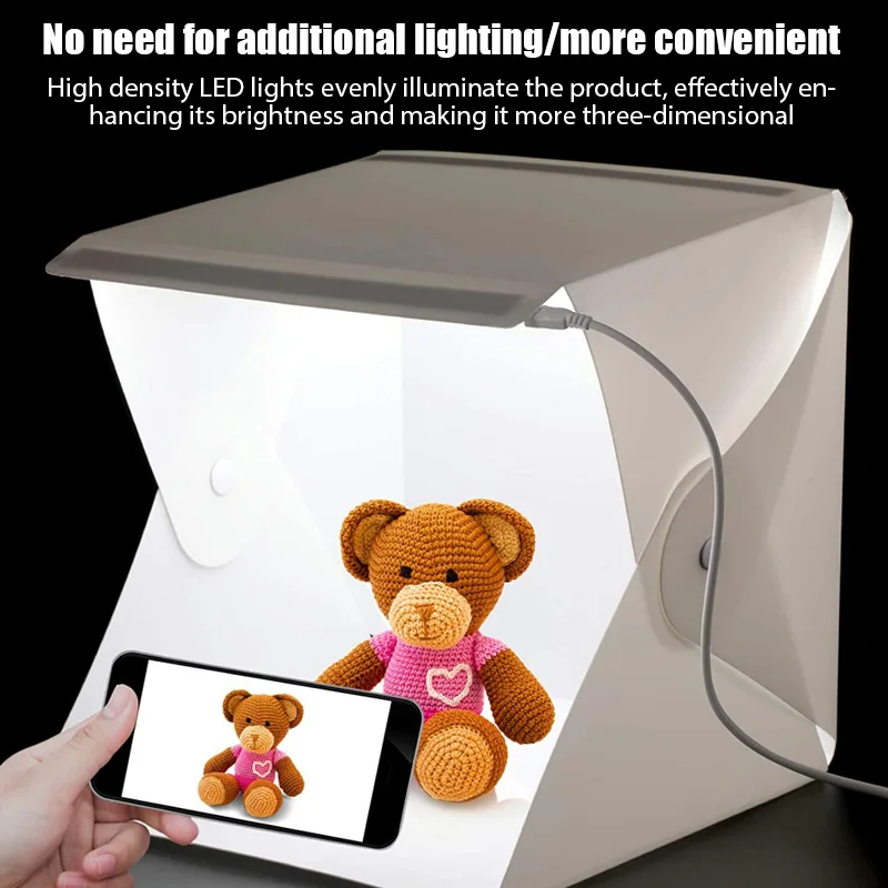 Caja de luz Mini caja de estudio fotográfico 23*22*24cm caja de fotografía estudio de luz tienda de tiro Kit de caja fondos de múltiples colores