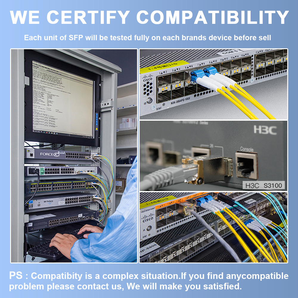 OPTFOCUS 1Gbps RJ45 SFP Module 1000M Fiber to Ethernet Transceiver Full Compatible Copper Cable Support CAT5 Ethernet Network