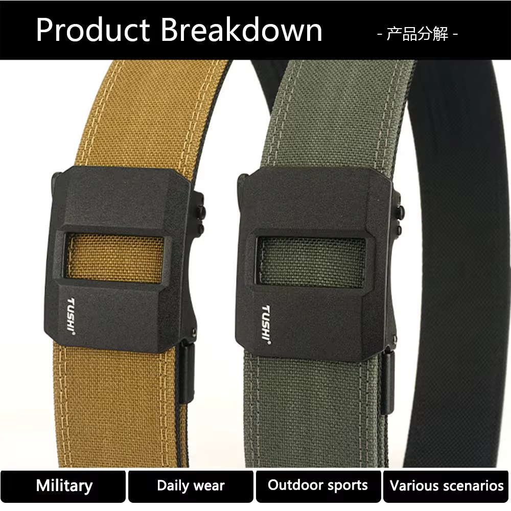 Marca TUSHI, cinturón de pistola colgante rápido de entrenamiento con hebilla automática reforzada de doble capa de 4,3 CM de ancho, nailon para hombre, ocio al aire libre
