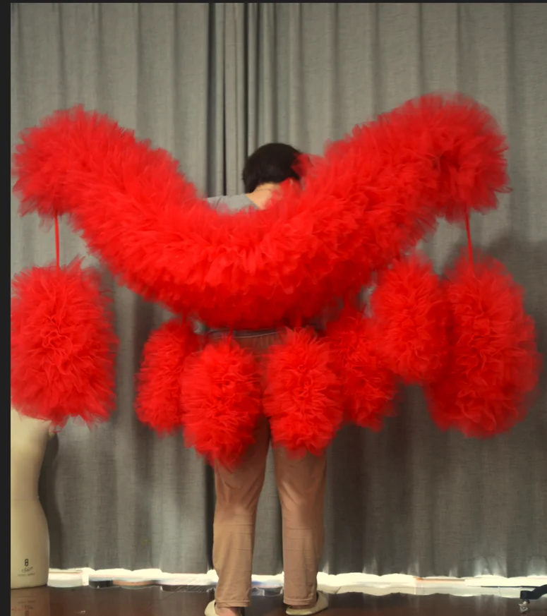 Gigantyczne tiulowe boa Moda Scena bal impreza Klub puszyste Ruffle boa szal owija tippet cappa opera peleryna ślub akcesorium niestandardowe