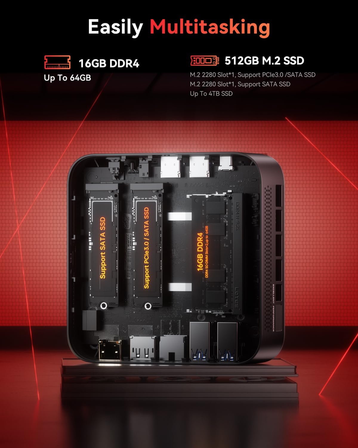 Mini Gaming PC, 16GB 512GB SSD Mini PC AMD 7430U Micro Desktop Computers Small Computer Support WiFi 6, BT5.2, Triple Display fo