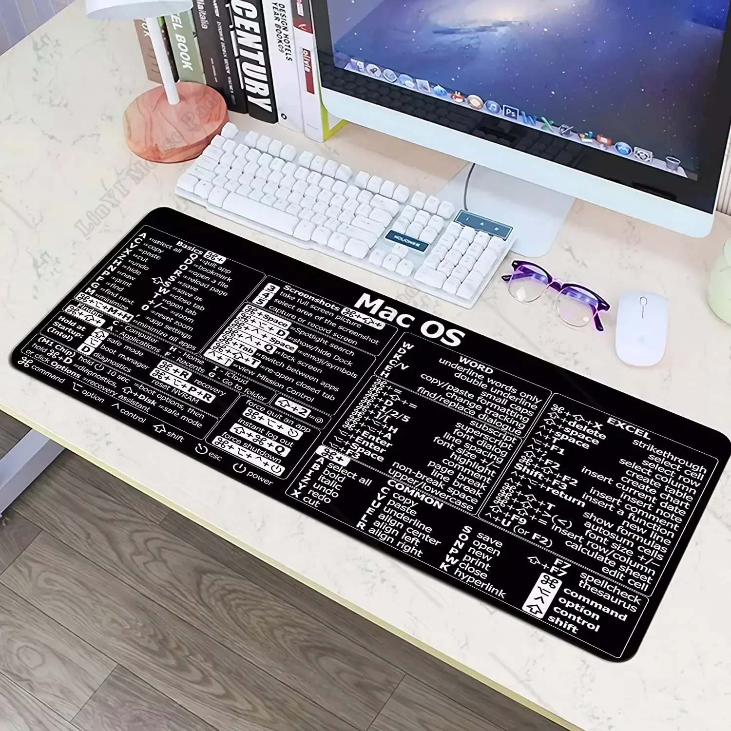 Mac Os Shortcuts Cheat Sheet Word Excel Mousepad für Mac Quick Reference Keyboard Shortcut Rutschfeste Tastaturmatte mit Gummiunterseite