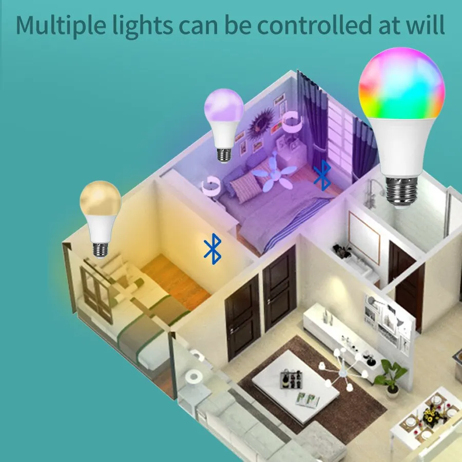 Tuya Smart Led Bulb E27 220V 110V Spotlight Bluetooth RGB Lamp APP Control for Bedroom Room Decoration Party Lights Ampoules