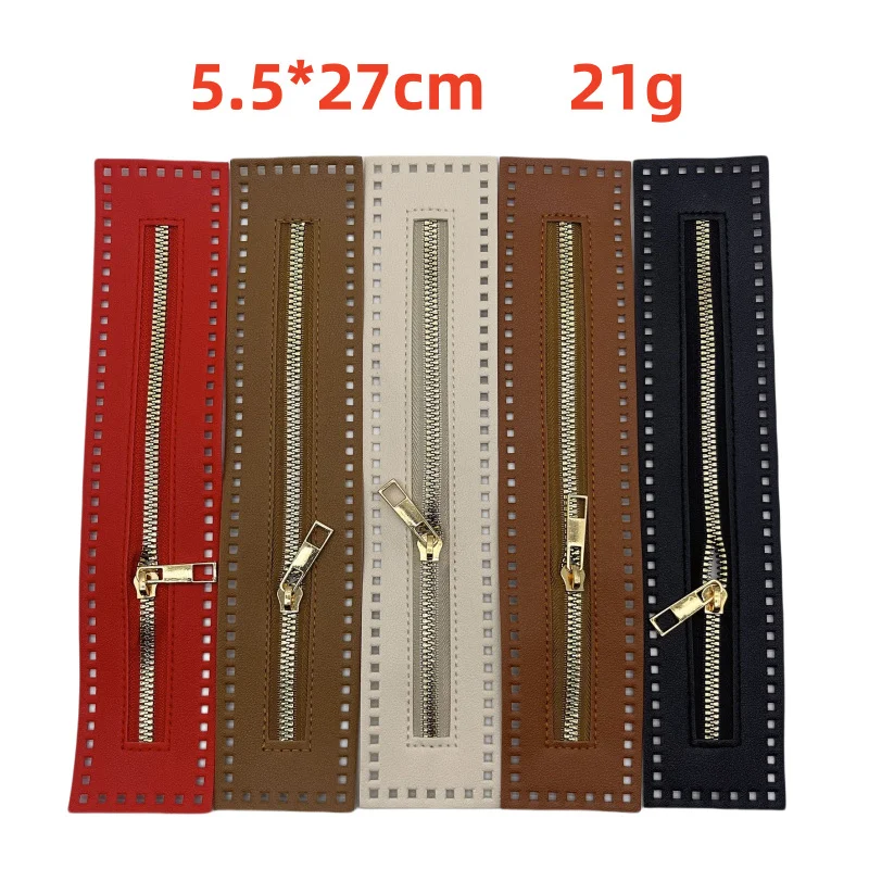 Cerniera in pelle lunga 27 cm Borsa utile Cerniera in pelle Pratica borsa all'uncinetto Hardware Accessorio per cucire con cerniera solida