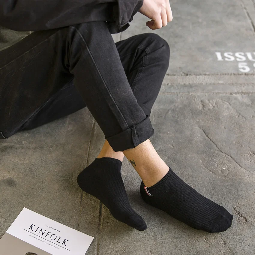 5 pares de calcetines finos de barco, mezcla de verano, Color liso, informal, transpirable, absorción del sudor, calibración