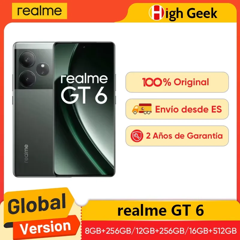 Versione globale realme GT 6 GT6 5G Smartphone 6.78" 120Hz Snapdragon 8s Gen 3 120W SUPERVOOC Carica 5500mAh Batteria 50MP OIS