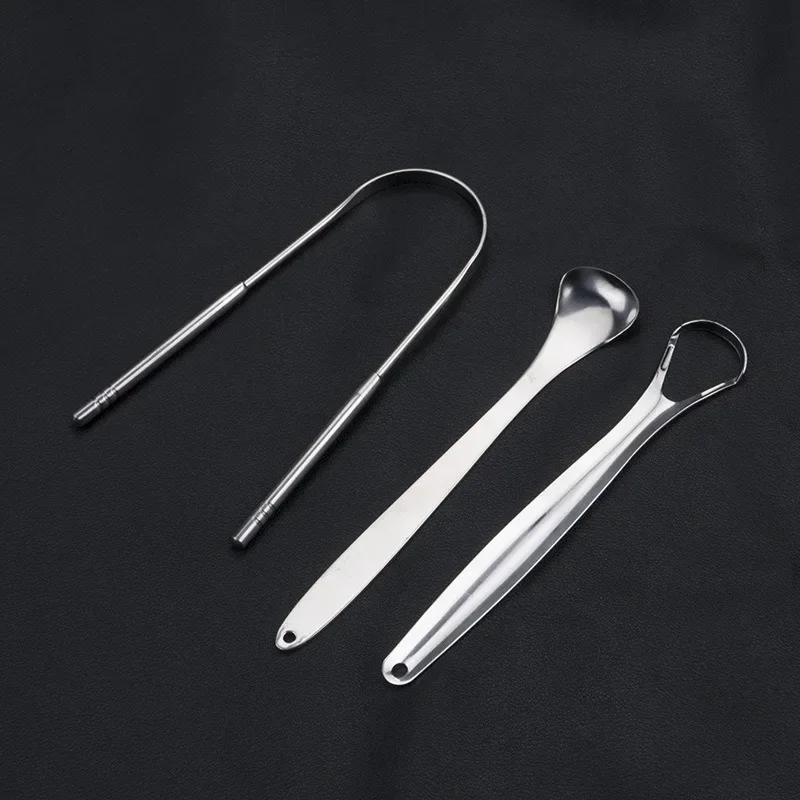 Stainless Steel Tongue Scraper 1pc Cleaner Fresh Breath Cleaning Coated Tongue Toothbrush Oral Hygiene Care Tools