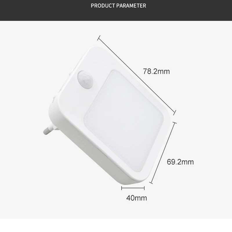 Motion Sensor หลอดไฟ LED EU Plug Wall Night Light โคมไฟ Stepless Dimming ตู้แสงโคมไฟสีขาวสําหรับข้างเตียงห้องนอน 220V