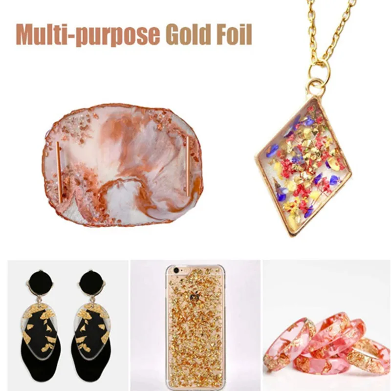 Goldene silbrige Folie, dekoratives Papier, Harzform, Füllungen, Harz, Schmuckherstellung, metallische Folienflocken für Nagelkunst, Malerei, Handwerk