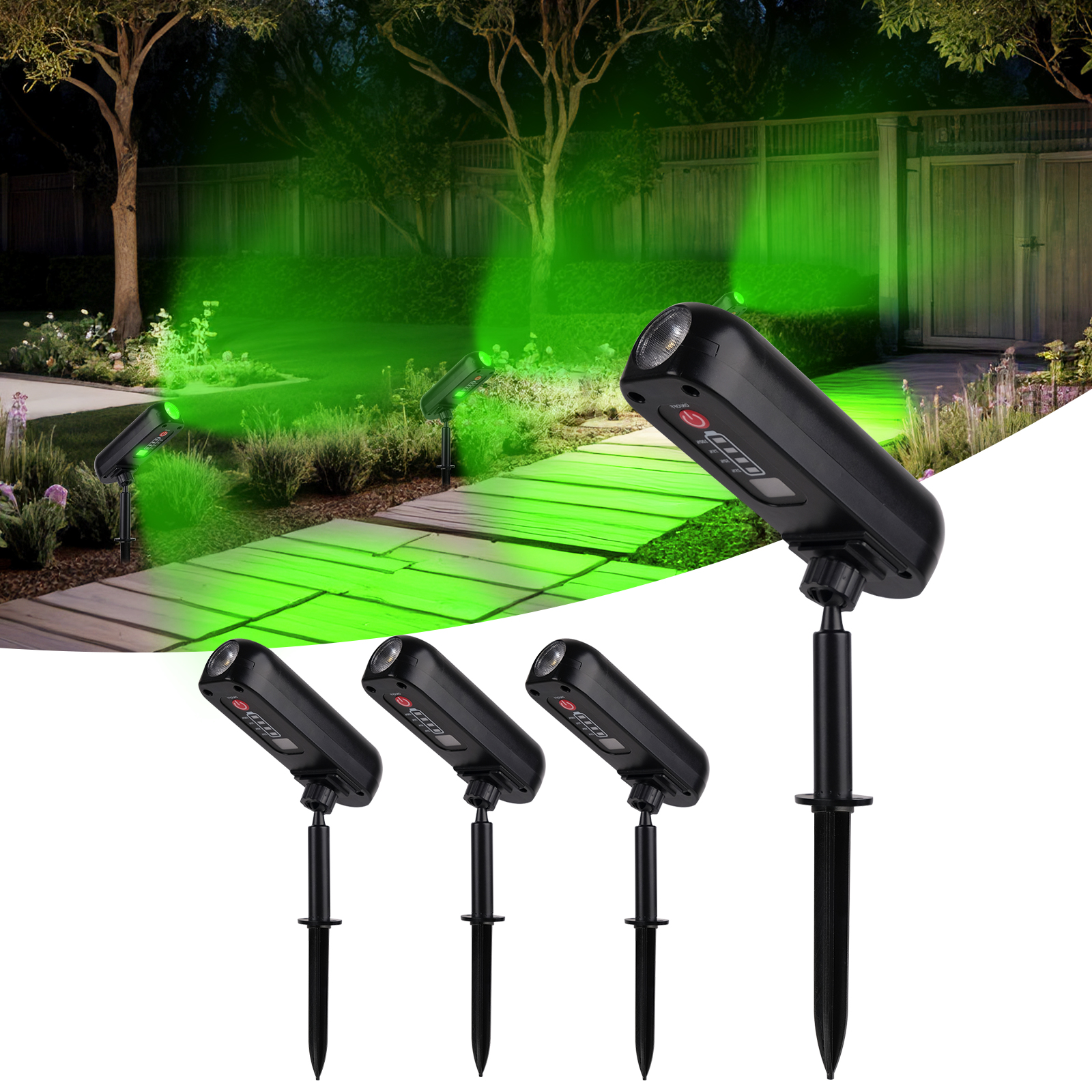 4PCS Solar LED Licht Outdoor Solar Wand Licht IP65 Grün Garten Licht Solar Strahler Solar Uplights für Bäume Pathway Yard