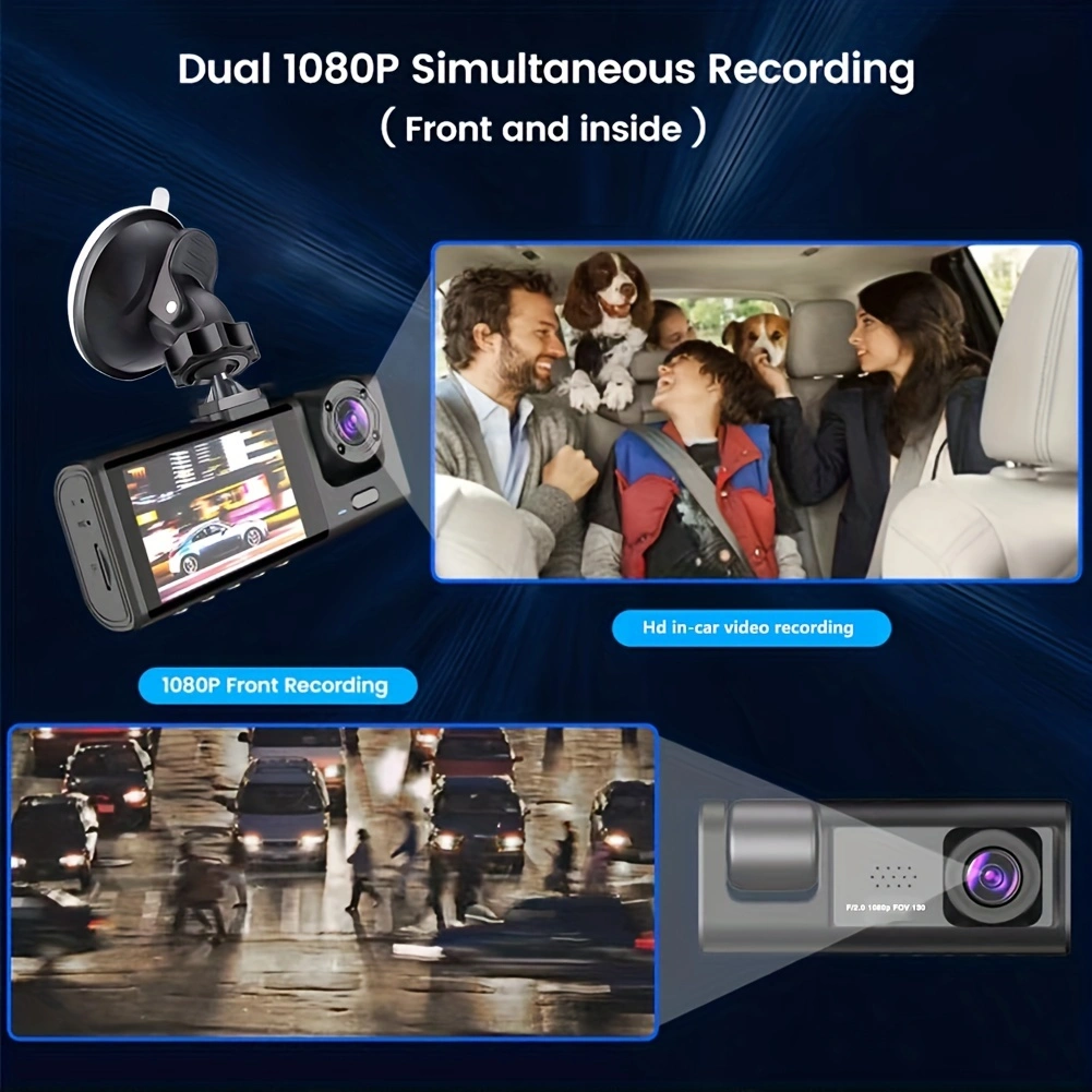 Kamera samochodowa z pętlą noktowizyjną na podczerwień i 2-calowym ekranem IPS 1080P 3, kamerą, rejestratorem DVR, rejestratorem wideo, rejestratorem samochodowym