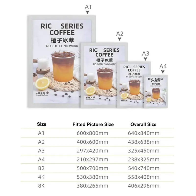 Soft PVC Magnetic Board 50 x 70 Poster Frame Wall Adhesive A2 Picture Frame 40x60 cm Magnetic Poster Display Board A2 Frame