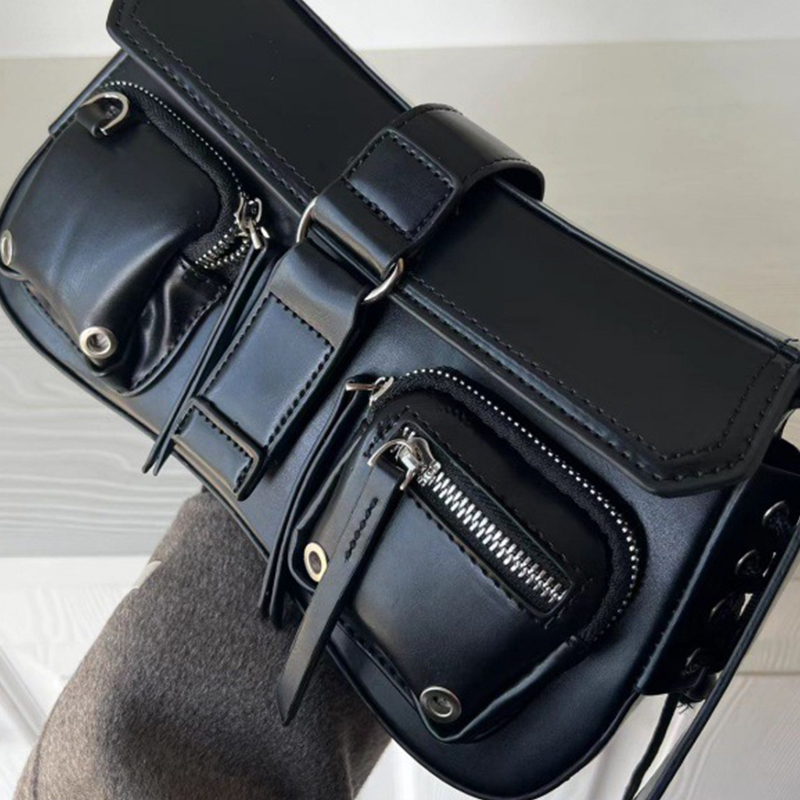 Bolsas de Ombro Goth Punk para Mulheres, bolsa de axilas legal, couro PU, bolsas femininas, bolsa com zíper, design de moda