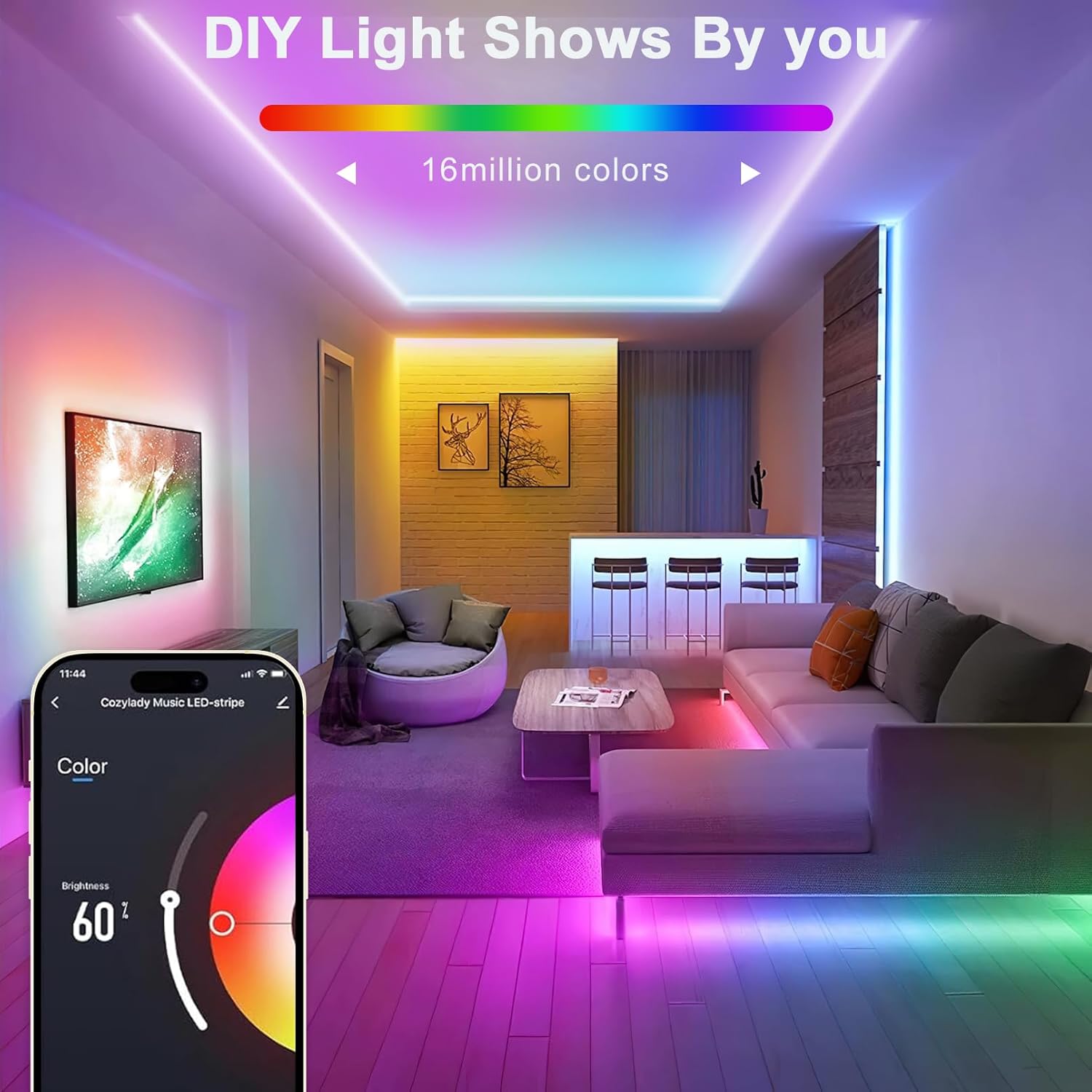 40M / 30M RGB LED-neonlichtslingers, muzieksynchronisatiecontrole met app / afstandsbediening, flexibele lampkleurverandering, waterdicht voor binnen en buiten