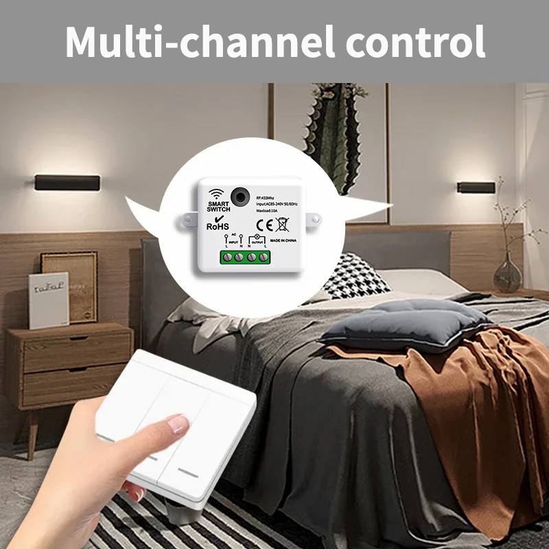 TNCE RF433MHz Mini télécommande sans fil interrupteur de lumière 1/2/3 Gang 86 émetteur mural bouton de commutation interrupteur panneau mural