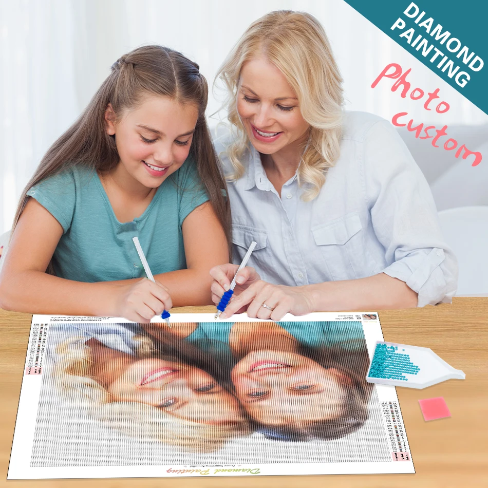 RUOPOTY-pintura de diamante Diy, foto personalizada, taladro cuadrado/redondo completo, punto de cruz, bordado de diamantes de imitación de imagen, arte para el hogar