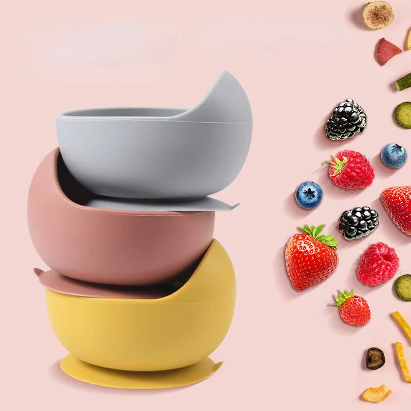 Children's Silicone Suction Bowl Feeding Tableware Infant Non-Slip Learn To Eatting Tableware Complementary Food Training Tool