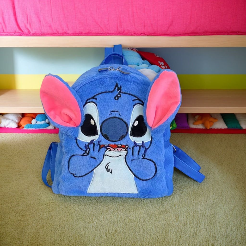 2025 New Disney Children's Backpack Cute Plush Stitch Cartoon Backpack For Kids Gifts Unisex