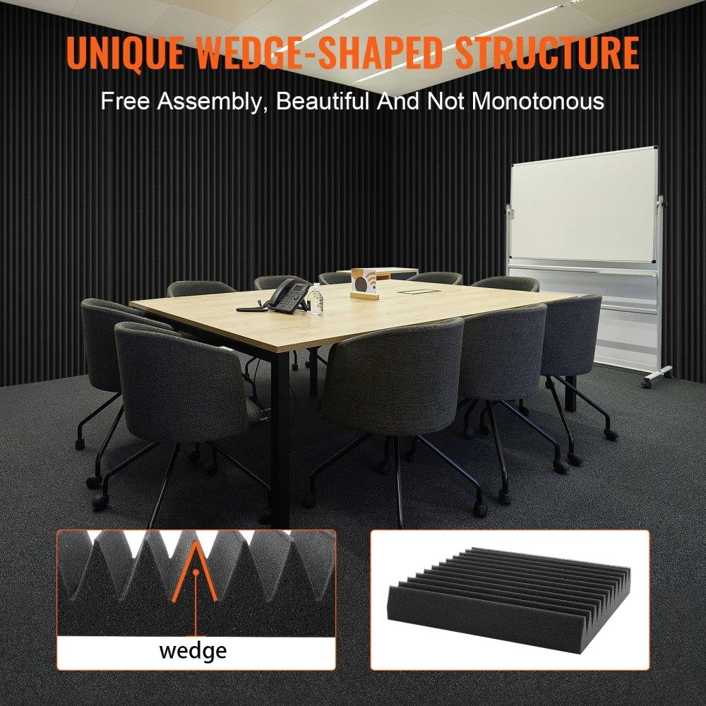 Acoustic Foam Panels Set of 50 Soundproof Wall and Ceiling Tiles 12x12x2 Inches for studio Room Decoration