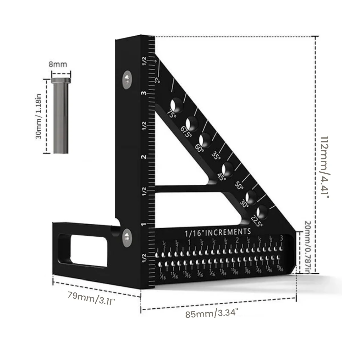 Liga de alumínio quadrado transferidor 3d multi ângulo carpintaria pescador scriber régua triangular alta precisão layout ferramenta medição