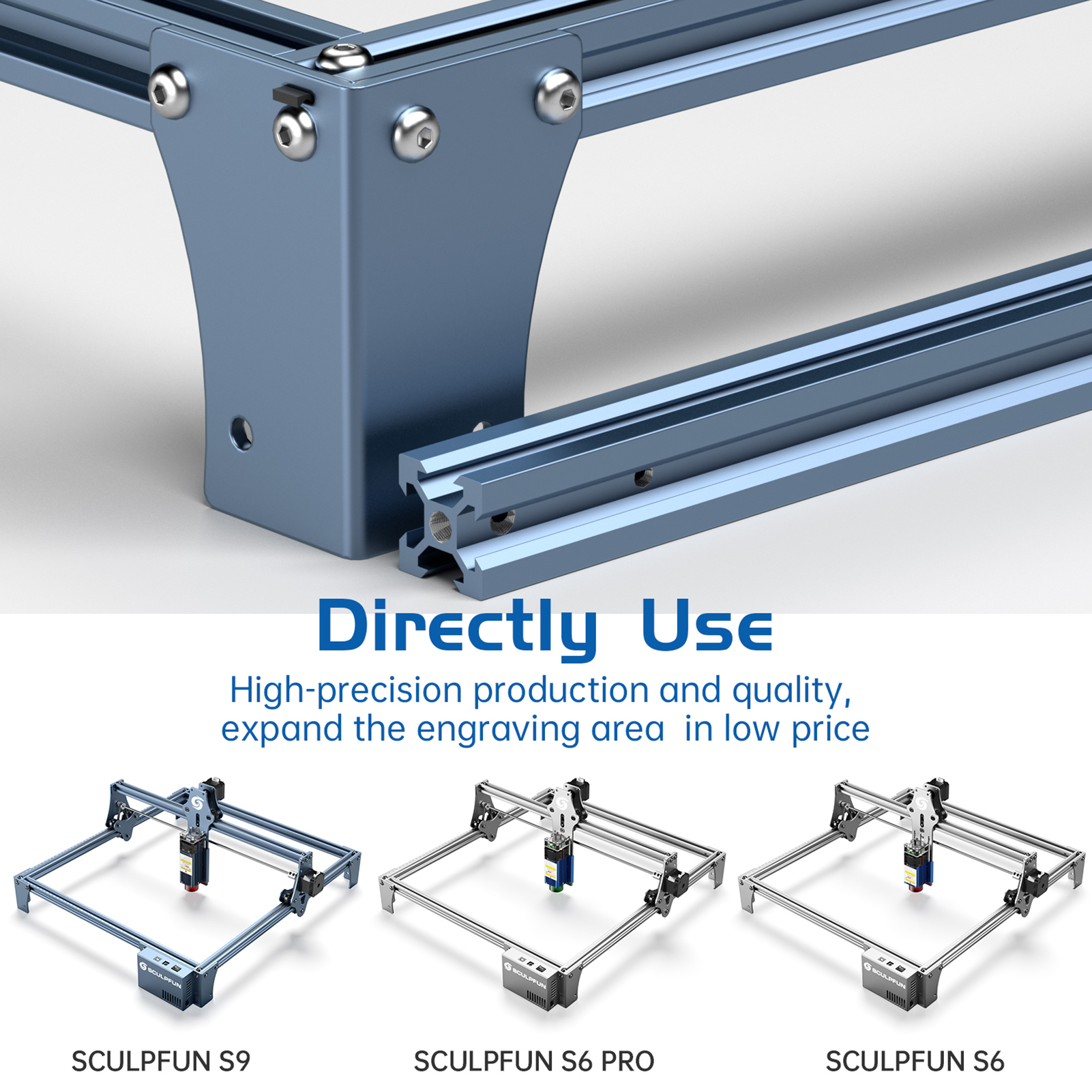 Sculpfun-Kit de expansión de área de grabado para máquina de grabado láser S6/S6pro/S9, montaje rápido, totalmente de Metal