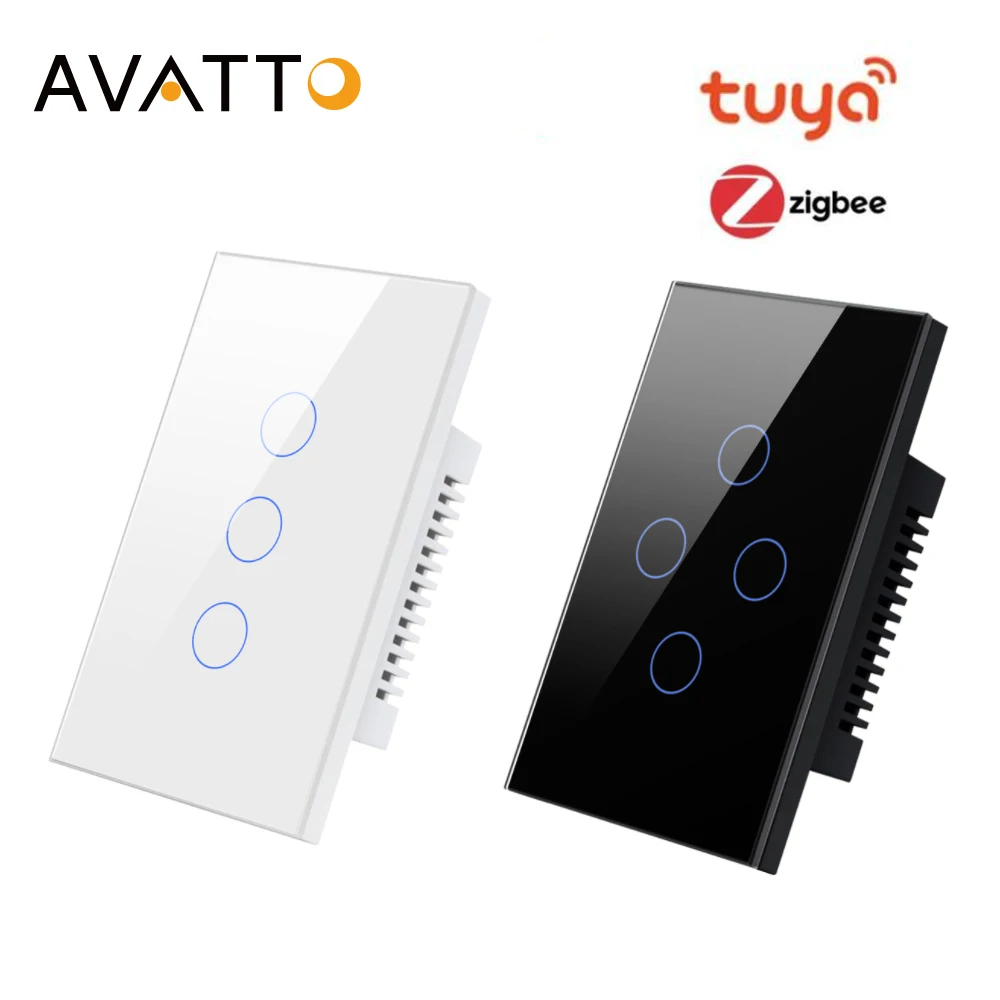 Interruptor de luz inteligente avatto tuya zigbee, interruptor de toque de parede smart life app controle remoto funciona com alexa google home