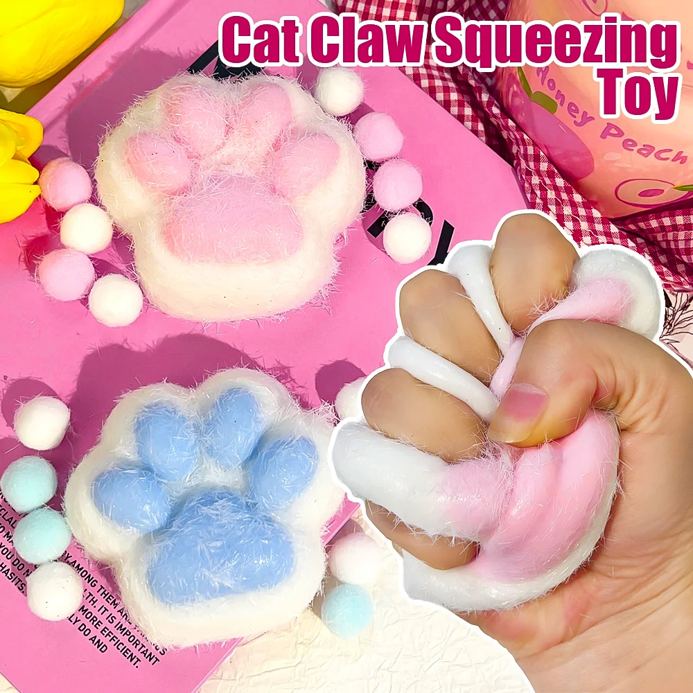 Juguete de peluche con forma de pata de gato para niños y adultos, Animal esponjoso, extrusión de TPR, rebote lento, antiestrés
