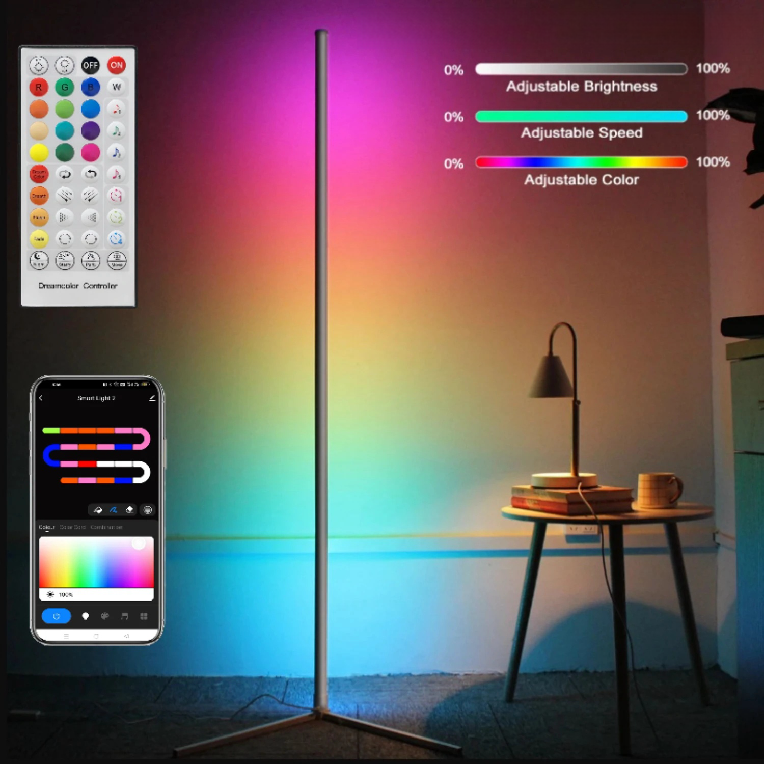 160 cm Dimmbare RGB LED Stimmung Licht Smart Tuya Wifi LED Licht Bar Ecke Stehlampe für Schlafzimmer Gaming Wohnzimmer weihnachten Dekor