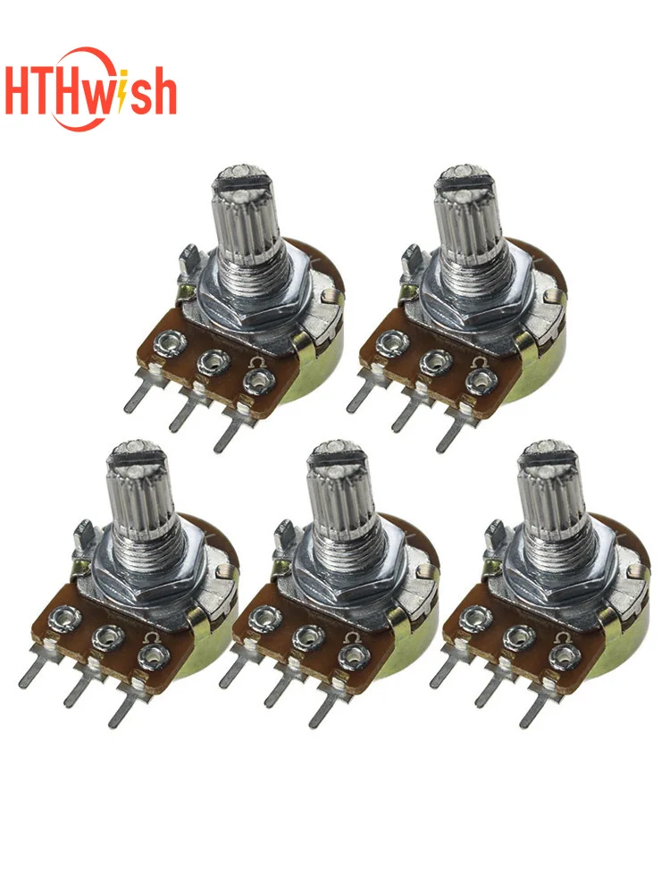20PCS 15mm 3pin WH148 Linear Potentiometer mit Muttern und Unterlegscheiben Widerstand 1K 2K 5K 10K 20K 50K 100K 250K 1M Potentiometer Kit