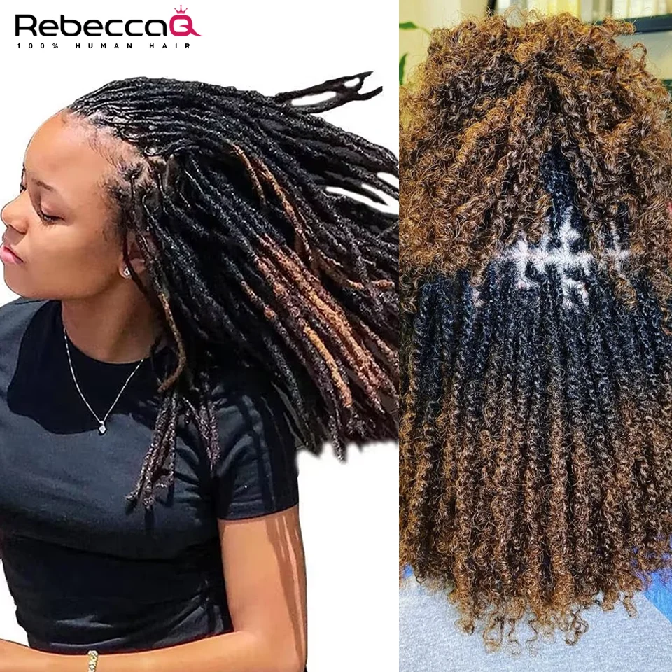 Cabelo em massa peruano sem fixação afro kinky encaracolado cabelo humano em massa rebecca rainha virgem remy dreadlock qvr 30 #   Cabelo de tranças castanhos