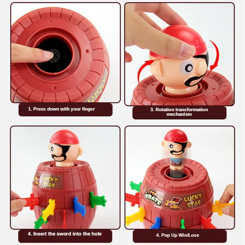 Funny Tricky Toy Pop Up Pirate Barrel Toys Swashbuckling Games Running Man Pirates Bucket Sword Stab Family Board Game for Kids