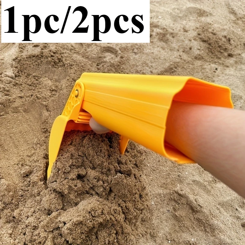 Pá pro de areia e neve, ferramenta de escavação de praia laranja vibrante para crianças/adultos, brinquedo de neve de plástico resistente, 1 peça/2 peças