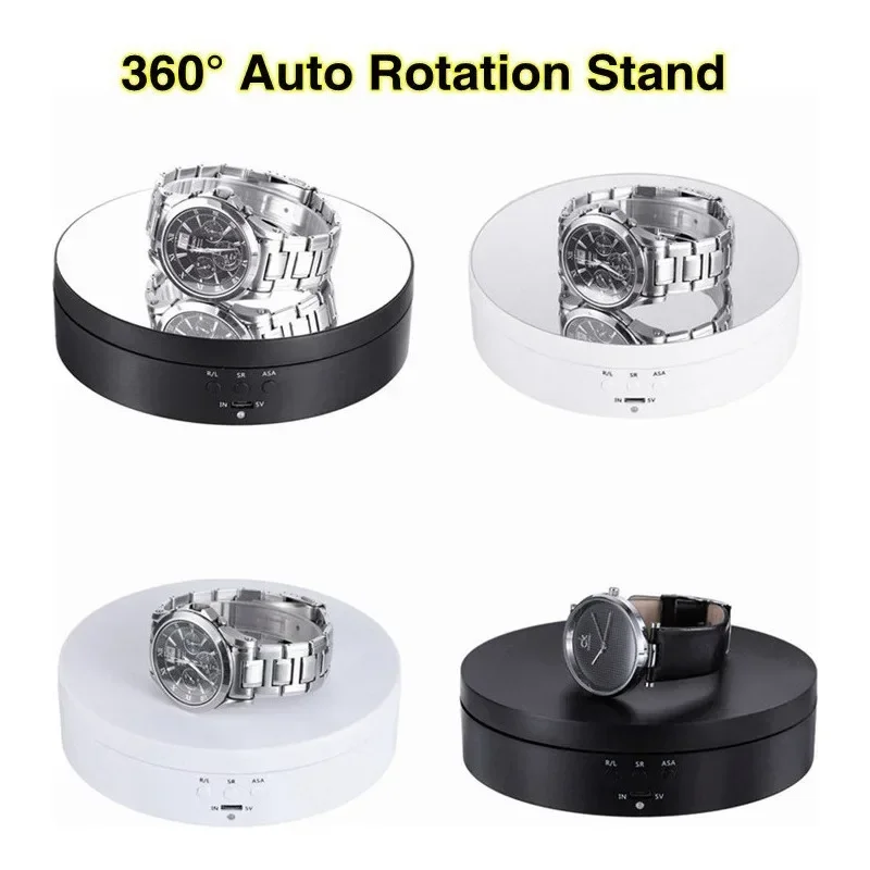Three Speeds Motorised Rotating Mirror Display Stand,360 Degree Turntable, Jewellery Holder,USB Power Supply, Rotating Shooting