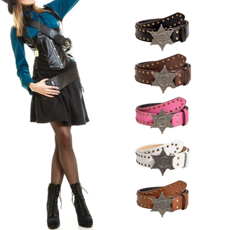 Cinturón de moda Y2k para Jeans, accesorios con hebilla, diseño que combina con todo, cinturón de cintura occidental para vaquera, remache Punk, decoraciones de cinturón ancho