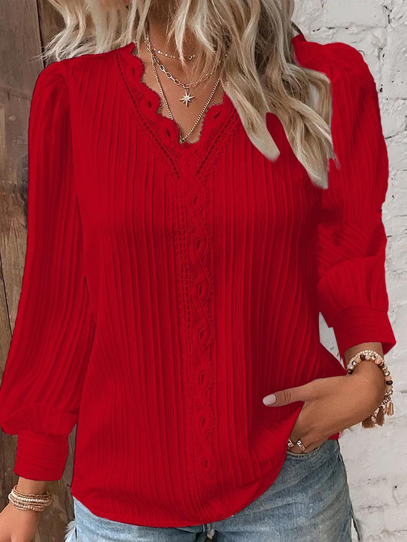 Blusas blancas a rayas para mujer, Tops informales de manga larga con cuello en V liso a la moda, camisas elegantes de oficina para mujer, Blusas ajustadas para mujer