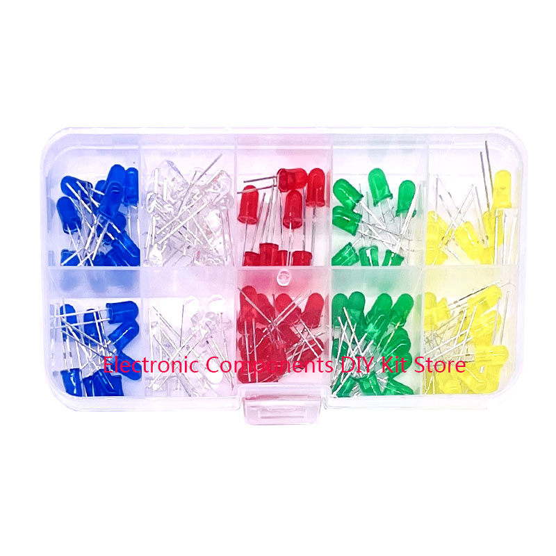 100 PZ 3mm 5mm F3 F5 LED Rotondo Ultra Luminoso Bianco Verde Giallo Blu Bianco Rosso Diodo Emettitore di Luce Per Kit Fai Da Te