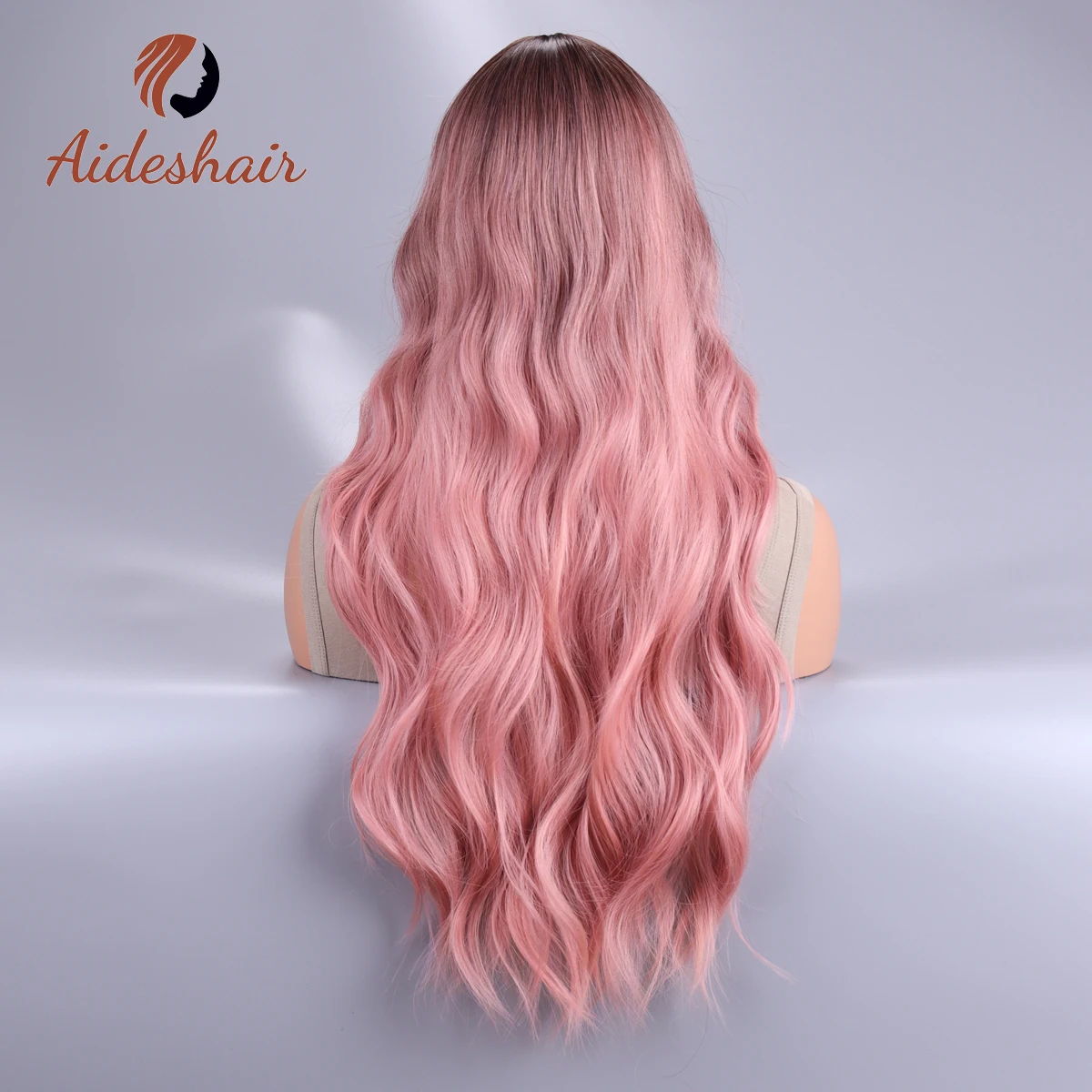 Parrucche cosplay lunghe Ombre nere rosa dell'onda del corpo Parrucche sintetiche resistenti al calore Parte centrale Parrucche Lolita naturali per le donne