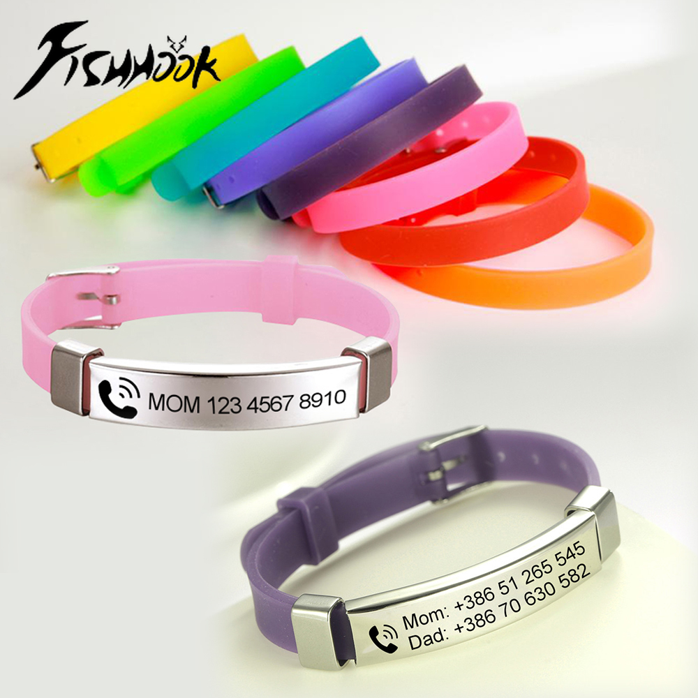 Fishhook Bebê seguro personalizado airtag id pulseira sos nome personalizado seguro macio silicone pulseira identidade para criança criança emergência