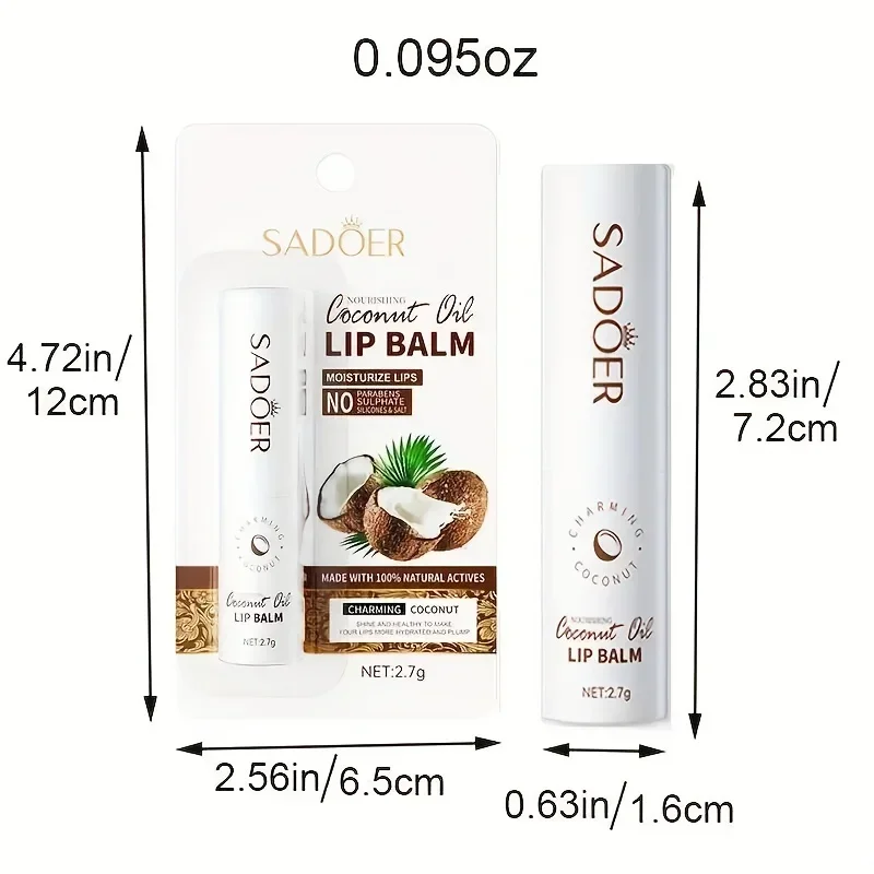Bálsamo labial de coco - Nutrimento y humedad duraderos para hombres y mujeres - Bálsamo labial para el cuidado diario