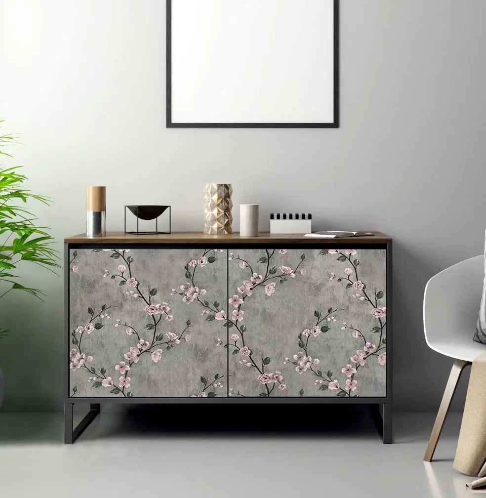 วอลล์เปเปอร์ลายดอกไม้สีเทา Peel และ Stick วอลล์เปเปอร์ดอกไม้ Self Adhesive Wall Paper Roll กระดาษติดต่อแบบถอดได้ตกแต่ง