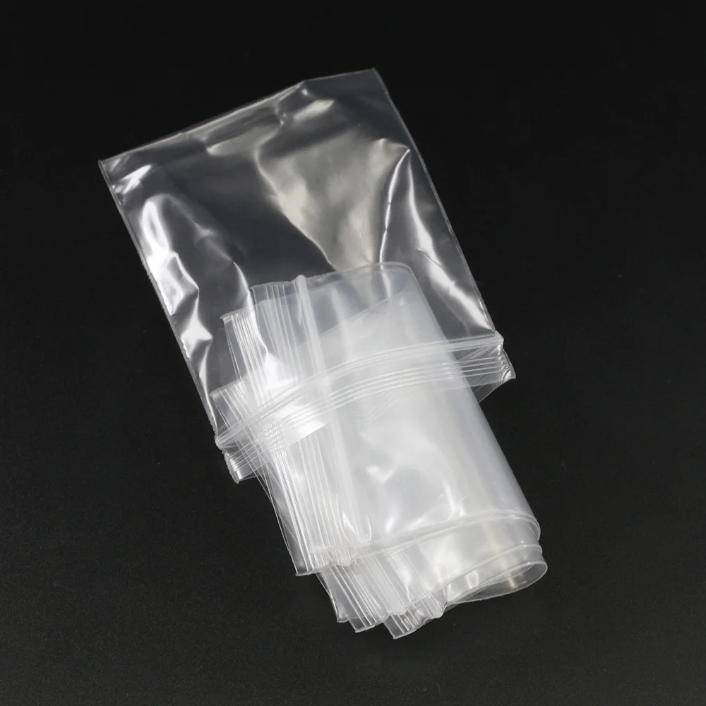 30-100 pz/borsa 4*6/5*7/6*8/7*10/8*12 cm Chiusura Con Zip Richiudibile In Plastica Poli Sacchetti Trasparenti Bulk Gioielli Mestiere Accessorio imballaggio